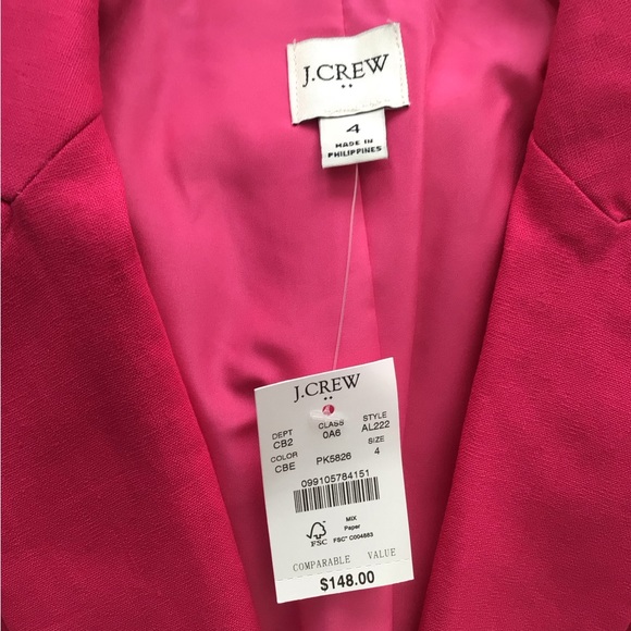 NEW! J CREW Hot Pink Jacket Women Small (4 US) NWT - Picture 4 of 4
